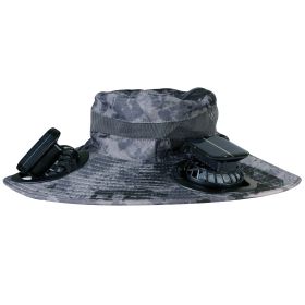 Outdoor Wide Brim Sun Hat With 2 Rechargeable Fans Solar Powered 3 Wind Speeds UPF50+ Breathable Waterproof Nylon Mesh Outdoor Hat For Hiking Camping (Option: FanHatDarkGreyInk)