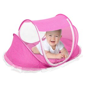 Foldable Baby Travel Bed Portable Infant Mosquito Net Tent Crib Cradle w/ Pillow Mattress Music Box for 0-3 Kids (Option: FoldableBabyCotTentPink)