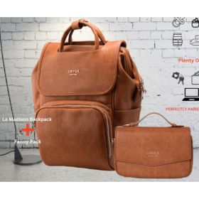 Large Capacity Multifunctional Shoulder PU Backpack (Option: Set1)