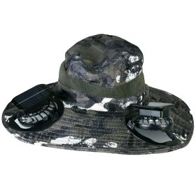 Outdoor Wide Brim Sun Hat With 2 Rechargeable Fans Solar Powered 3 Wind Speeds UPF50+ Breathable Waterproof Nylon Mesh Outdoor Hat For Hiking Camping (Option: FanHatGreenGraffiti)