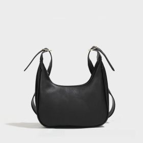 Simple All-match Shoulder Dumpling Bag Women's Crossbody Selenodont Bag (Option: Black)