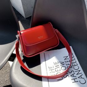 Retro And Fashion Vegan Leather Women's All-Matching Small Square Bag (Option: Red-25x7.5x26cm)
