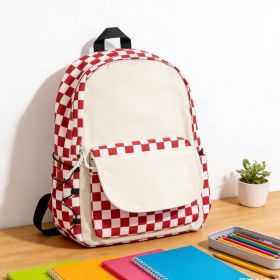 Plaid Backpack-Red (Option: 6926398673098)