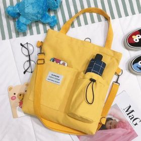 Harajuku Canvas Bags Students Handbag With Pockets Preppy Buckpack Shoulder Bag For Women Shoolbags (Option: Yellow)